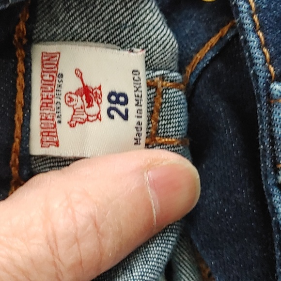 True Religion Blue Veins Sequin Patch distressed curvy skinny jeans 28 - Picture 8 of 11